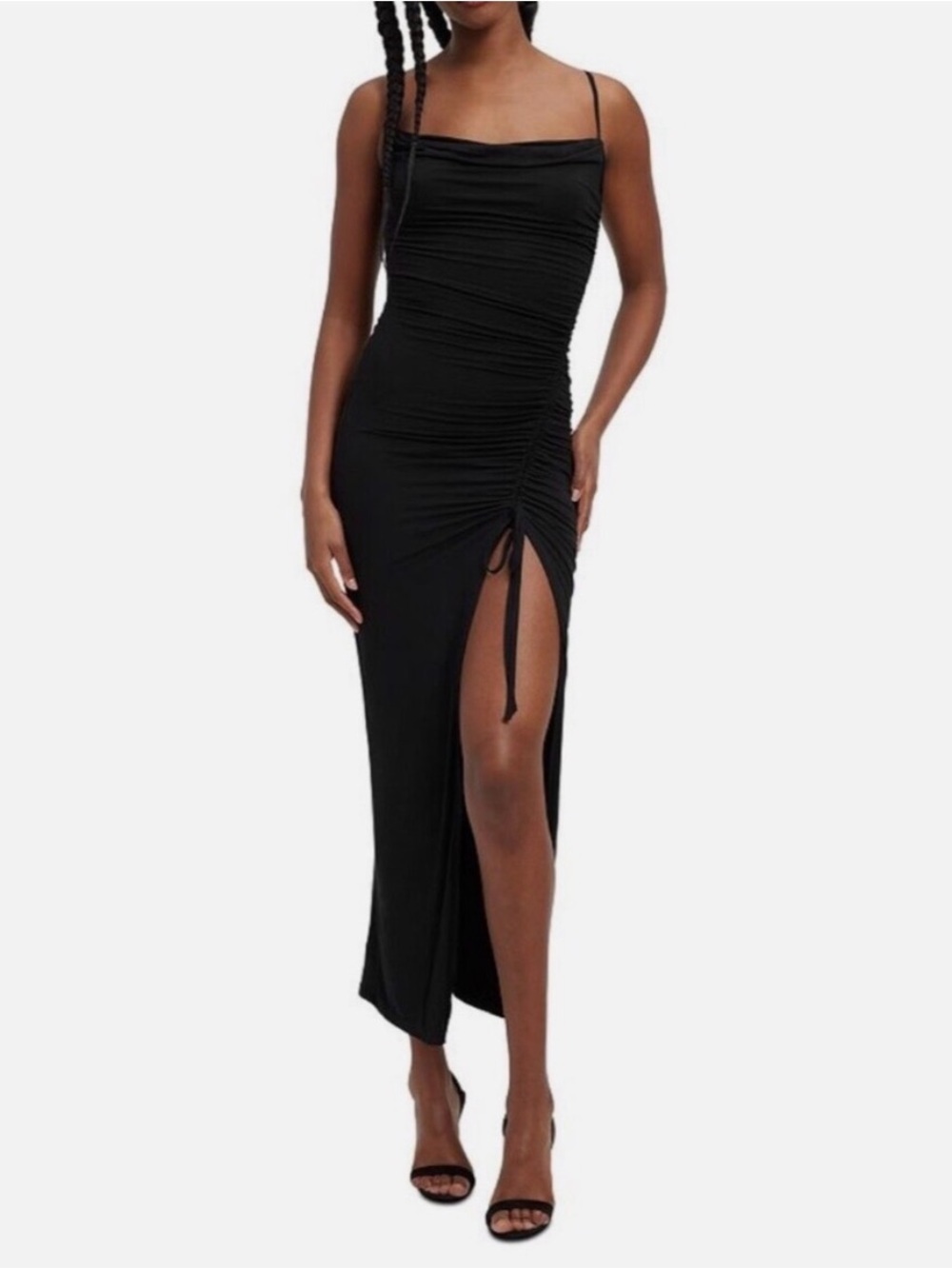 Good American Slinky Jersey Ruched Midi Dress